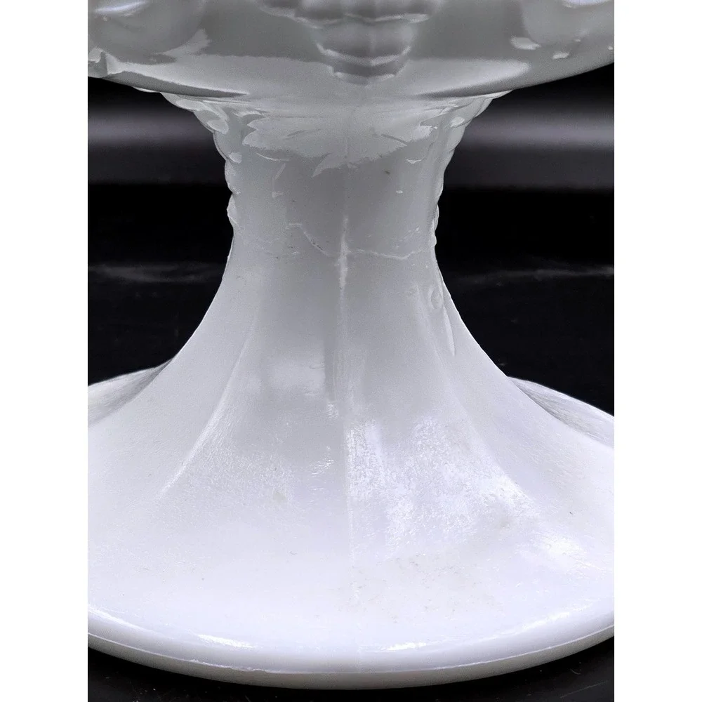 Harvest Grape Indianan Glass Vintage Milk Glass Hobnail Footed Compote Dish 70's